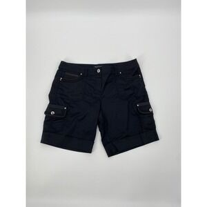 White House Black Market Bermuda Shorts Womens 6 Black Cargo Mid Rise Casual